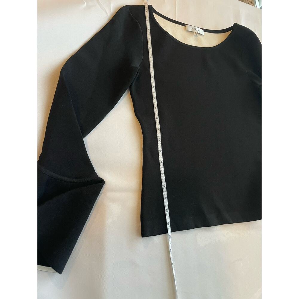 Anthropologie Milly NYC Black Knit Sweater Top Chic French Dramatic Sleeve Med - Picture 12 of 14